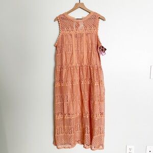 Xhilaration Peach Lace Midi Dress